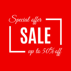 Sale banner template. Discount background with special offer and price off design elements. Vector illustration.