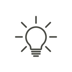 Bulb light icon vector. Line lamp on symbol.