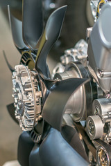 Fan for air cooling and blowing in car engine at the factory