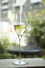 Glass of champagne, outdoors