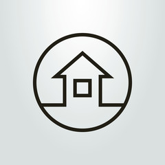 Black and white icon of a private house in the round frame