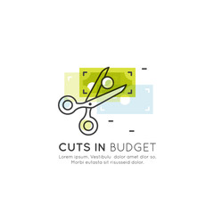 Vector Icon Style Illustration of Budget Cut, reduce costs, money saving concept, Credit or Debit Card Payment, Cash and Coin, Profit and Revenue