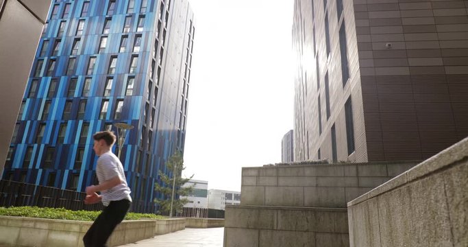 Freerunner Doing Flips in the City