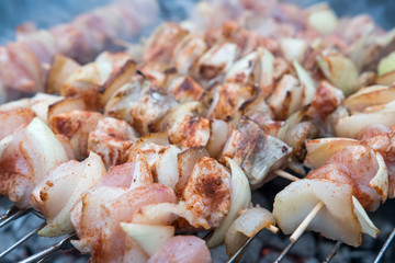 Fleischspieße mit Geflügelfleisch