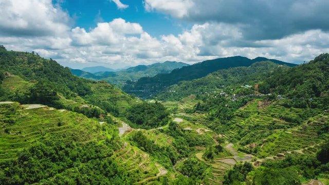 Time lapse view of the ancient Ifugao rice terraces at Banaue, northern Luzon, Philippines.