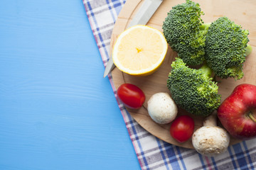 Weight control, diet concept. Set of tools to measure your weight and waist. Top view. Space for a text. Flat lay. Close up.