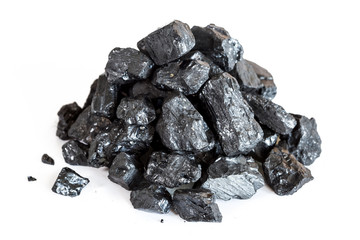 coal on a white background