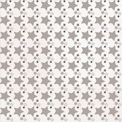 Fondo de ilustración con grandes estrellas y otras más pequeñas en color marrón y fondo blanco formando un patrón