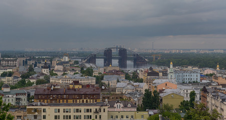 Panoramic view of the Dnieper River and the historical part of the city of Kiev. Ukraine