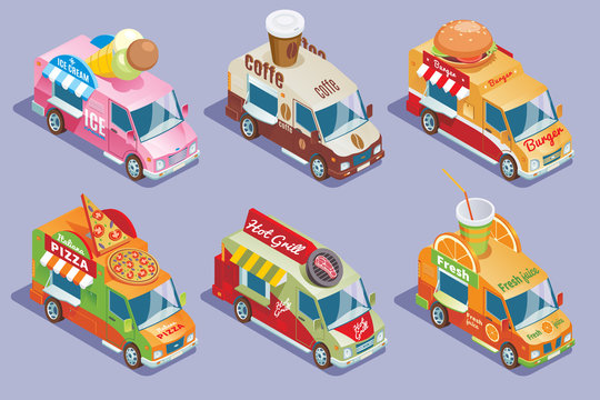 Isometric Food Trucks Collection