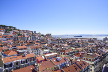 Fototapeta na wymiar view of Lisbon from the top of the elevador de santa Justa lookout point