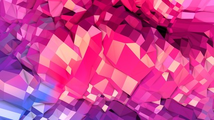 Low poly abstract background with modern gradient colors. Red blue 3d surface. V9
