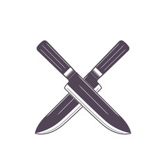 Knives on white, crossed, vector illustration in vintage style