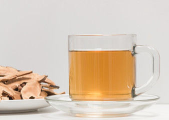 Organic tea herb and dry slice herb for healthy drink,closeup shot.