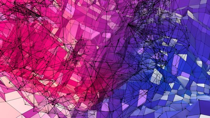 Low poly abstract background with modern gradient colors. Red blue 3d surface. V44