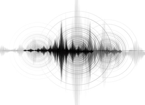 Earthquake Wave low richter scale with Circle Vibration on White paper background,audio wave diagram concept,design for education and science,Vector Illustration.