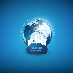 Cloud Computing and Smart City Design Concept - Digital Network Connections, Technology Background