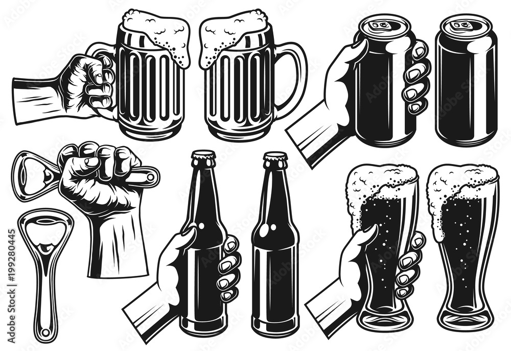 Poster Set of beer object