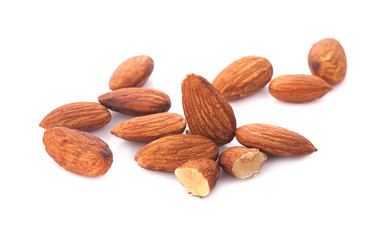 Almonds isolated on white background