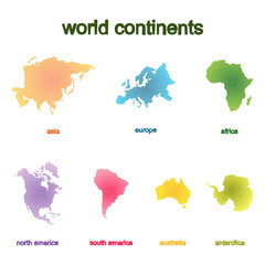 Set of monochrome icons with world continents for your design © drutska