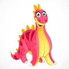 Cute red toy dinosaur isolated on white background © Azuzl