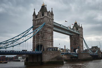 Fototapeta na wymiar The view of famous Tower Bridge in London, England.