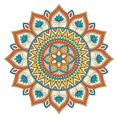 Ethnic ornamental mandala. Decorative design element. Hand drawn vector illustration