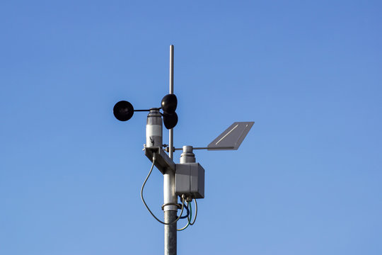 Devices meteorological station on the blue background of the sky