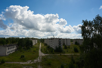 Fototapeta na wymiar The view of old abandoned soviet city Skrunda. Latvia.