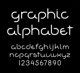 Geometric modern alphabet. Lowercase letters and numbers for poster, headline, decorative lettering. Vector illustration.