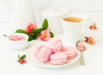 French pastry makaron. Selective focus.