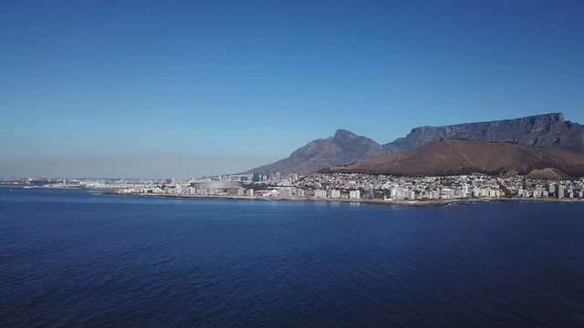 Cape Town and Table Mountain from aerial view