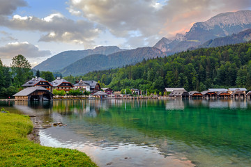 Fototapeta na wymiar Village, lake, Mountains. Schönau am Königssee, Germany