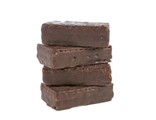 waffle candy in chocolate on a white background