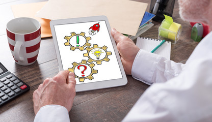 Problem solving concept on a tablet