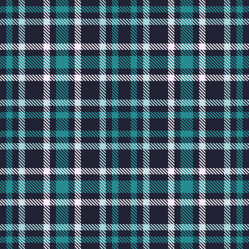 Green Blue tartan seamless vector pattern. Checkered plaid texture. Geometrical square background for fabric