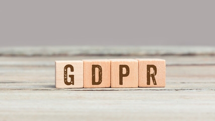 General Data Protection Regulation (GDPR) on wood cubes