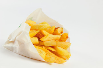 French fries. French fries fast food isolated on a white background.