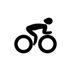 Black icon cyclist isolated on white background