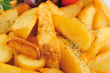 Baked potatoes. Baked potatoes with vegetables mix.