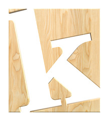 Light wood alphabet, isolated on a white background. 3D Illustration.