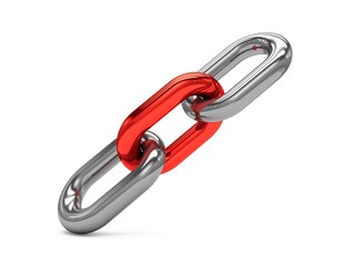 Obraz premium 3D rendering of three links isolated on white. Lock, connection concept.