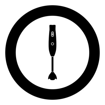 Hand blander machine black icon in circle vector illustration isolated .