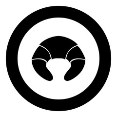 Croissant black icon in circle vector illustration isolated .