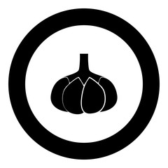 Garlic black icon in circle vector illustration isolated .