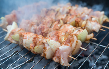 Fleischspieße mit Geflügelfleisch