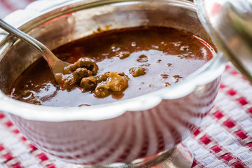 Traditional Okra Soup in Silver Bowl