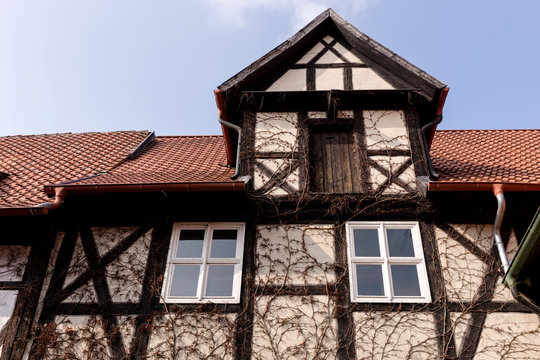 Medieval half-timbered house in the center of the city Wernigerode, Germany