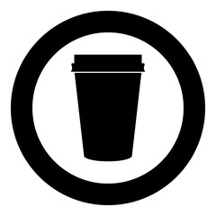 Paper coffee cup icon black color in circle