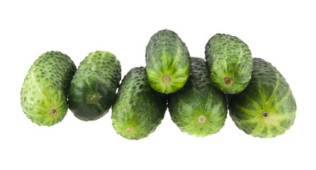 juicy, fresh cucumbers isolated on white background